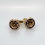Gucci Blue Enamelled Yellow Gold Button Cufflinks